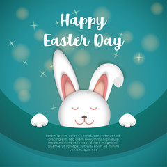 Happy easter day cute bunny. Concept for holiday banner template, postcard, flyer template, decor element, wallpaper, Background- Vector illustration.