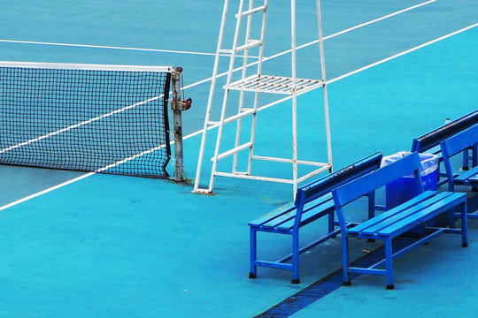 Blue Tennis Court Sport Background