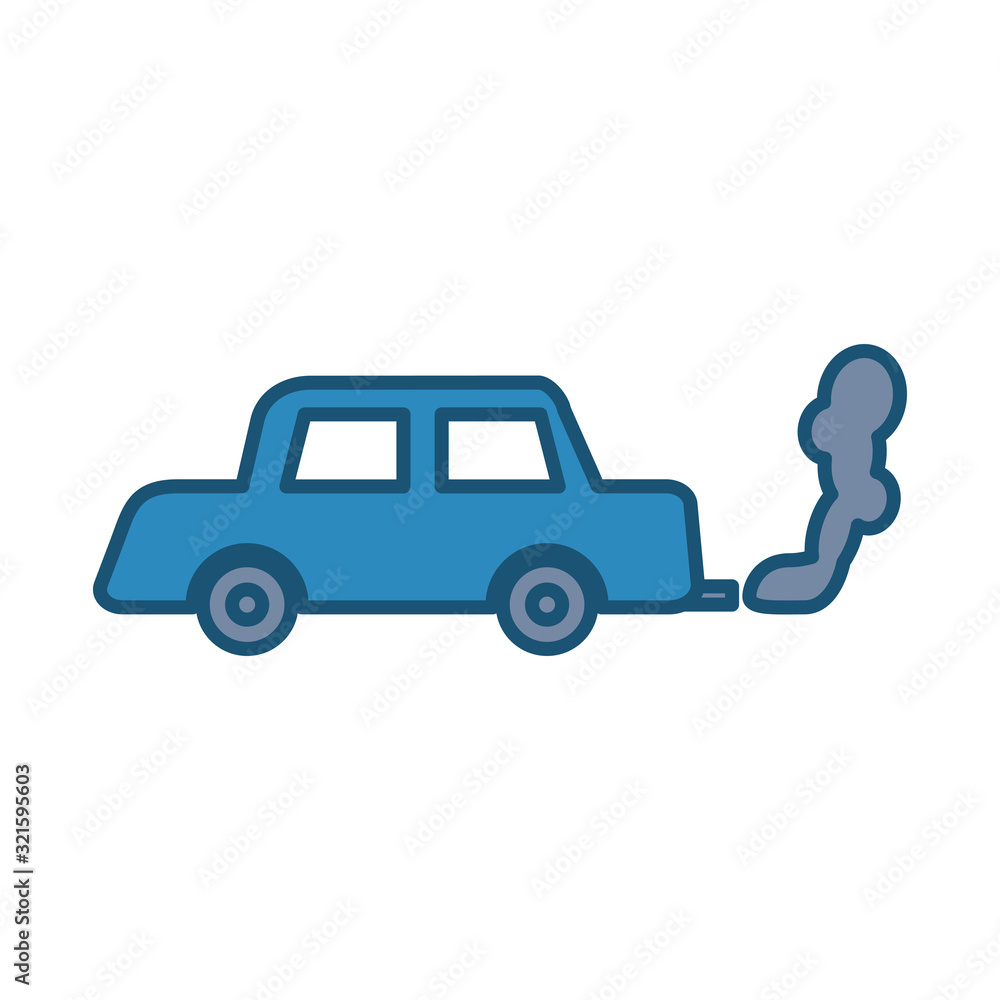 Sticker car vehicle polluting isolated icon