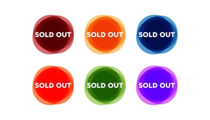 Sold out set badge vector illustration, web banner design, discount card, promotion, flyer layout, ad, advertisement, printing media