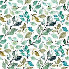 watercolor leaves seamless pattern