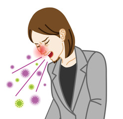 Coughing businesswoman spreading virus