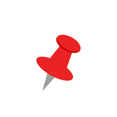 Obraz premium A red pin on a white background.vector illustration and icon