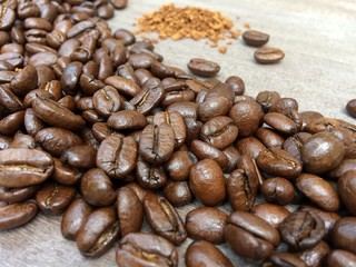 coffee beans on burlap background