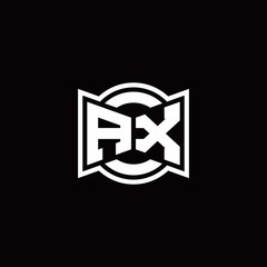 AX logo monogram with ribbon style circle rounded design template