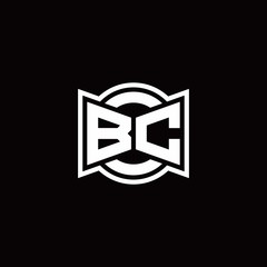 BC logo monogram with ribbon style circle rounded design template