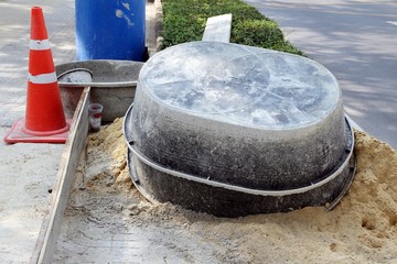 Cement mixing tub and other tools for repairing path and road
