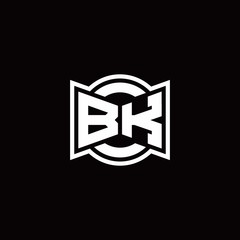 BK logo monogram with ribbon style circle rounded design template