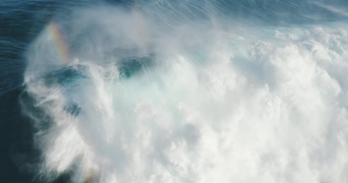 A giant amazing ocean wave breaking with unmatched power
