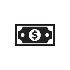 Vector dollar bank note and coin, icon illustrations and vector