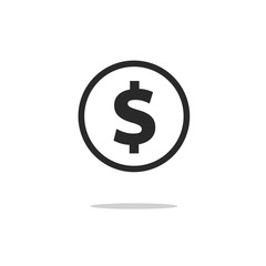 Vector dollar bank note and coin, icon illustrations and vector