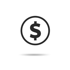 Vector dollar bank note and coin, icon illustrations and vector