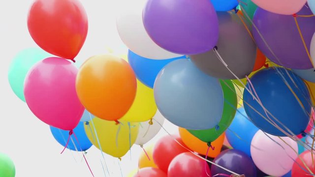 Festive balloons fastened together.