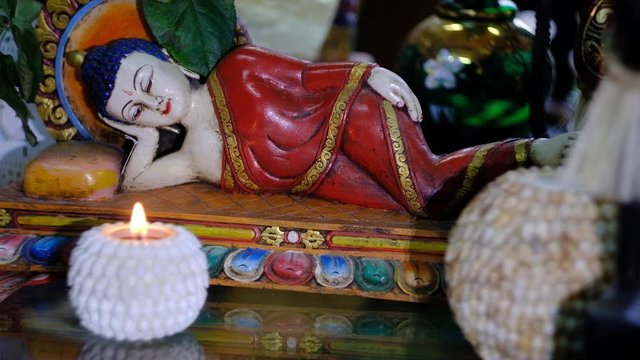 Buddha figurine in oriental souvenir shop