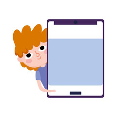 young man with smartphone device social media