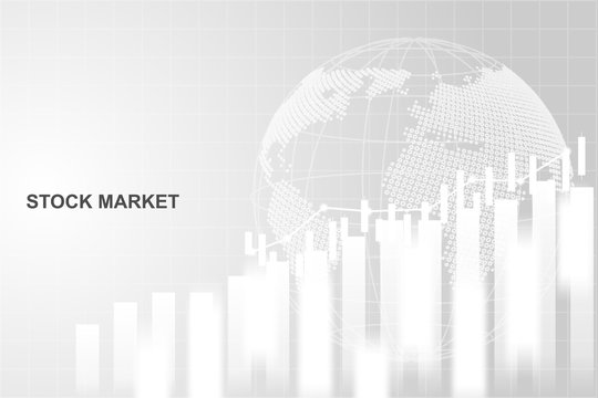 Stock Market And Exchange Of World. Candle Stick Graph Chart Of Stock Market Investment Trading. White Background. Vector.