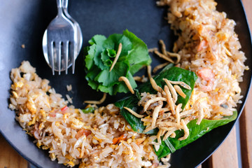 fried rice with fried fish shrimp egg & vegetable
