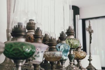 Fototapeta na wymiar old vintage antique lantern lamp decorating in living room