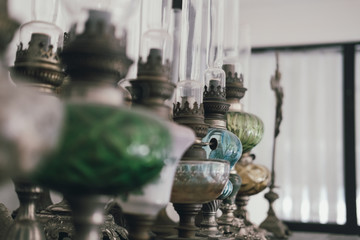Fototapeta na wymiar old vintage antique lantern lamp decorating in living room
