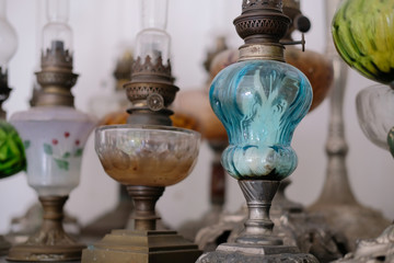 old vintage antique lantern lamp decorating in living room