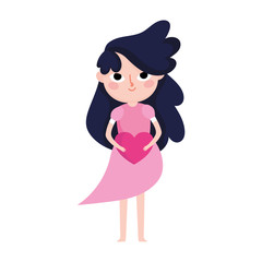 young woman with heart romantic feeling character