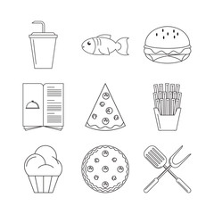 bundle of restaurant set icons