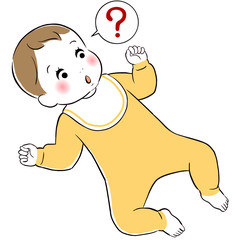 Illustration of a cute little baby with a question.