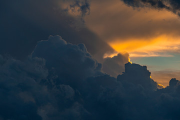 Dramatic colorful clouds during sunset
