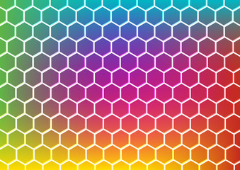 Abstract hexagon pattern for background design. Designs for banner template. Stylized hexagon pattern with rainbow background.