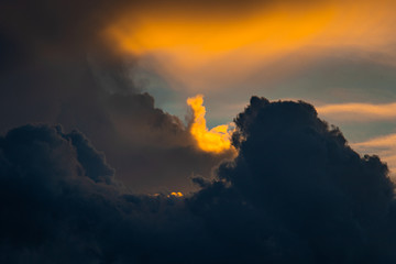 Dramatic colorful clouds during sunset