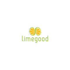 Fototapeta na wymiar A creative logo with a twisted lime slice. Lemon logo vector. Fresh fruit logo vector. Lemon logo template