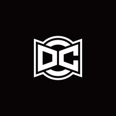 DC logo monogram with ribbon style circle rounded design template