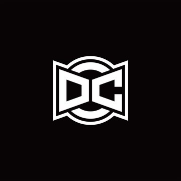 DC logo monogram with ribbon style circle rounded design template