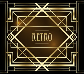 Art Deco vintage patterns and design elements. Retro party geometric background set 1920s style. Vector illustration for glamour party, thematic wedding or textile prints.