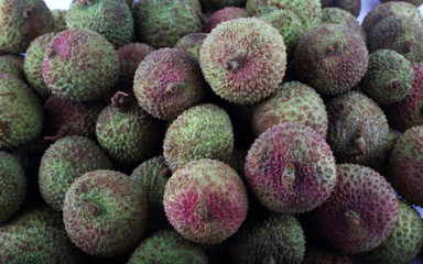 Lychee background. Tropical fruits