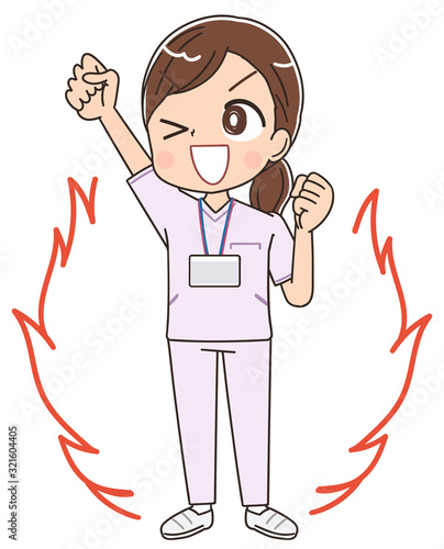 看護師 白衣 女 イラスト ナース マンガ 医療 かわいい Wall Mural よぴんこ Yopinco