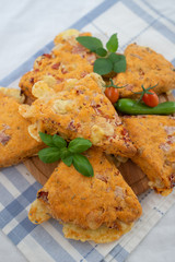 Savory cheese maffins with basil and sun-dried tomato