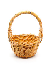 Fototapeta na wymiar Empty small basket woven from paper on a white background