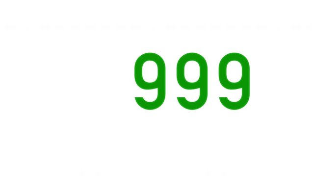 Exponential growth concept. Sliding digits of number growing faster and faster according to exponential law. Green digits on white background.