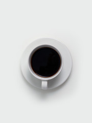 Top view of coffee cup with copy space for text