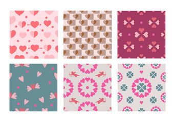 set of heart seamless pattern, Love semless pattern - Valentines day theme. vector illustration