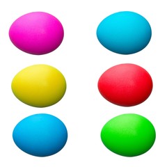Multicolored eggs in close-up, isolated on a white background. Easter egg