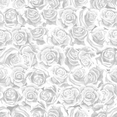 White roses vintage flowers seamless pattern background