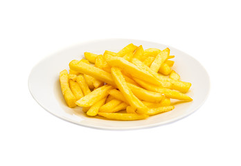 hamburger with fries on a white background