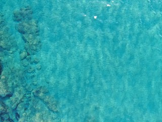 Texture of the water surface. Aerial view of sea calm waters  colour torquoise