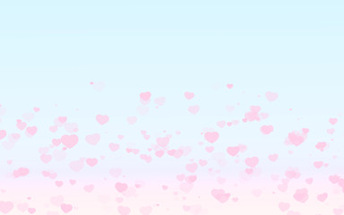 Valentine day pink hearts on blue background.