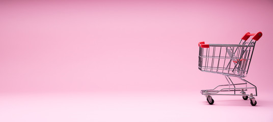 Shopping Cart On Pink Background