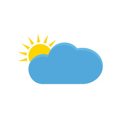 Clouds and sun - weather forecast icons, regular season clouds - vector