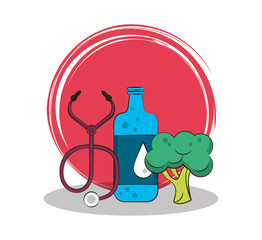 healthy life style set icons