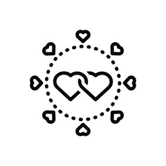 Black line icon for relationship 